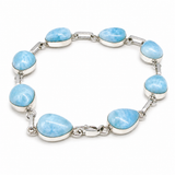 Larimar Station Bracelet in 925 Sterling Silver | Multi-Stone Chain Link Bracelet