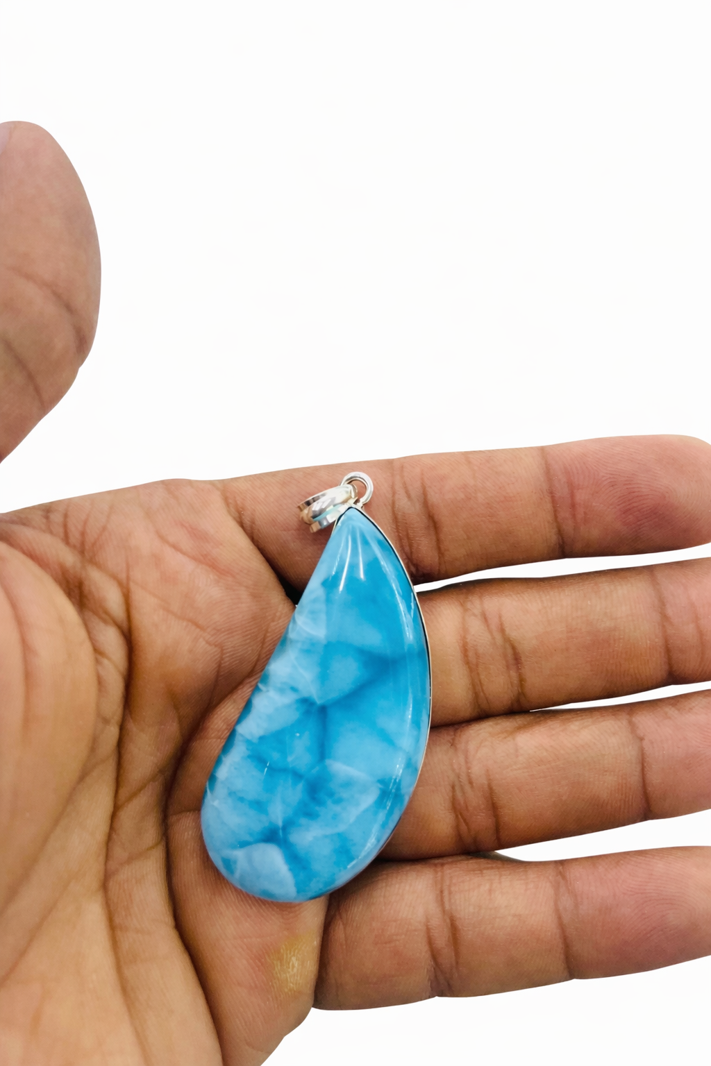 Extraordinary Larimar Teardrop Pendant, Rare Blue 925 Sterling Silver Necklace, Mothers Day Gift