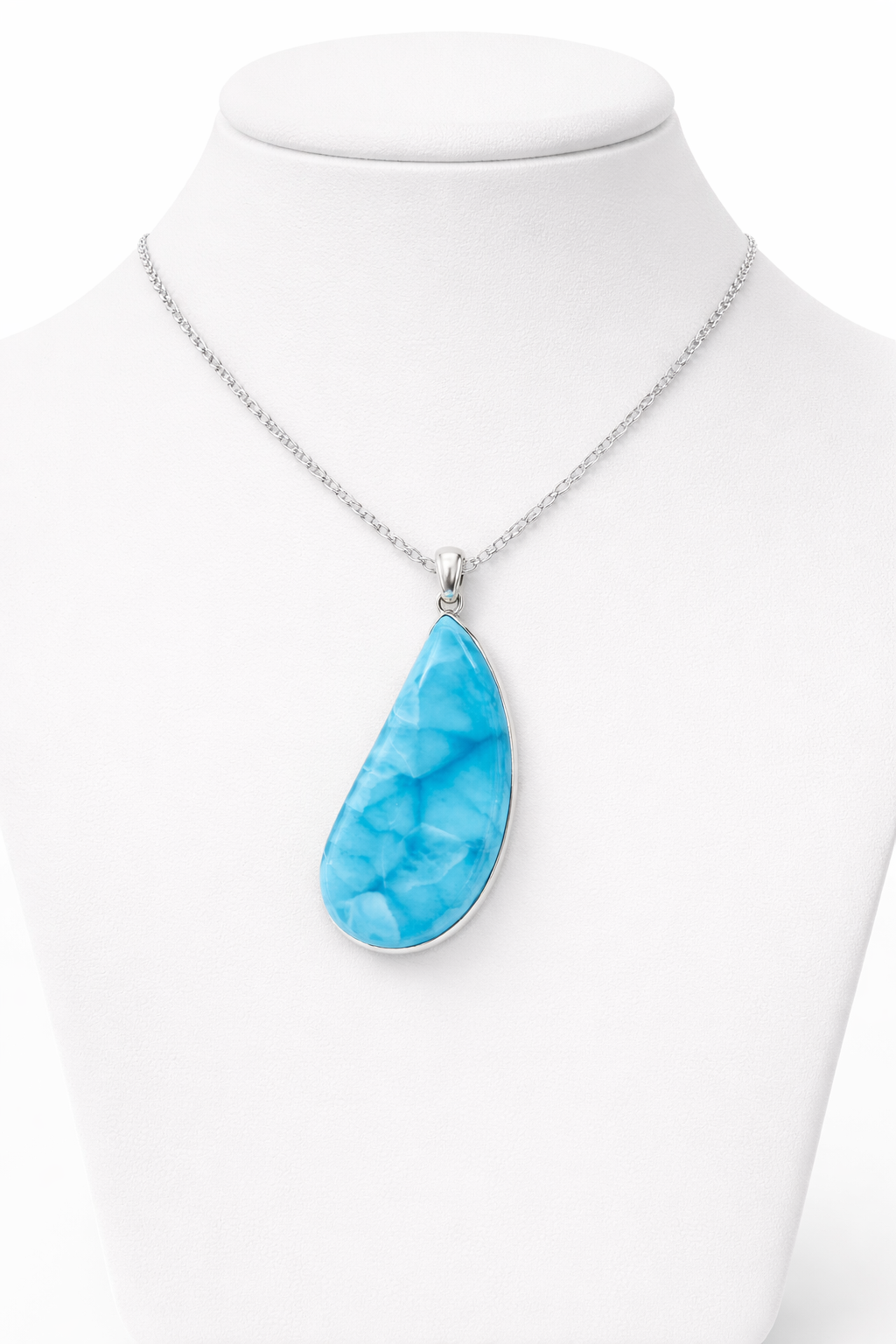 Extraordinary Larimar Teardrop Pendant, Rare Blue 925 Sterling Silver Necklace, Mothers Day Gift