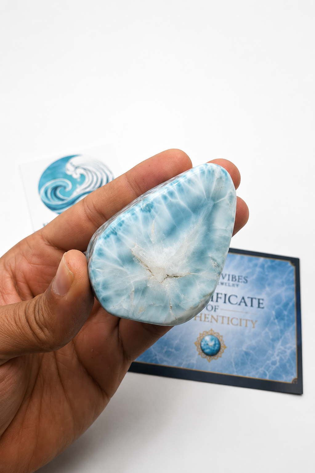Larimar Stone Slab - 218g Dominican Larimar Specimen | Rare Blue Ocean Pattern | Collector Crystal | Home Décor