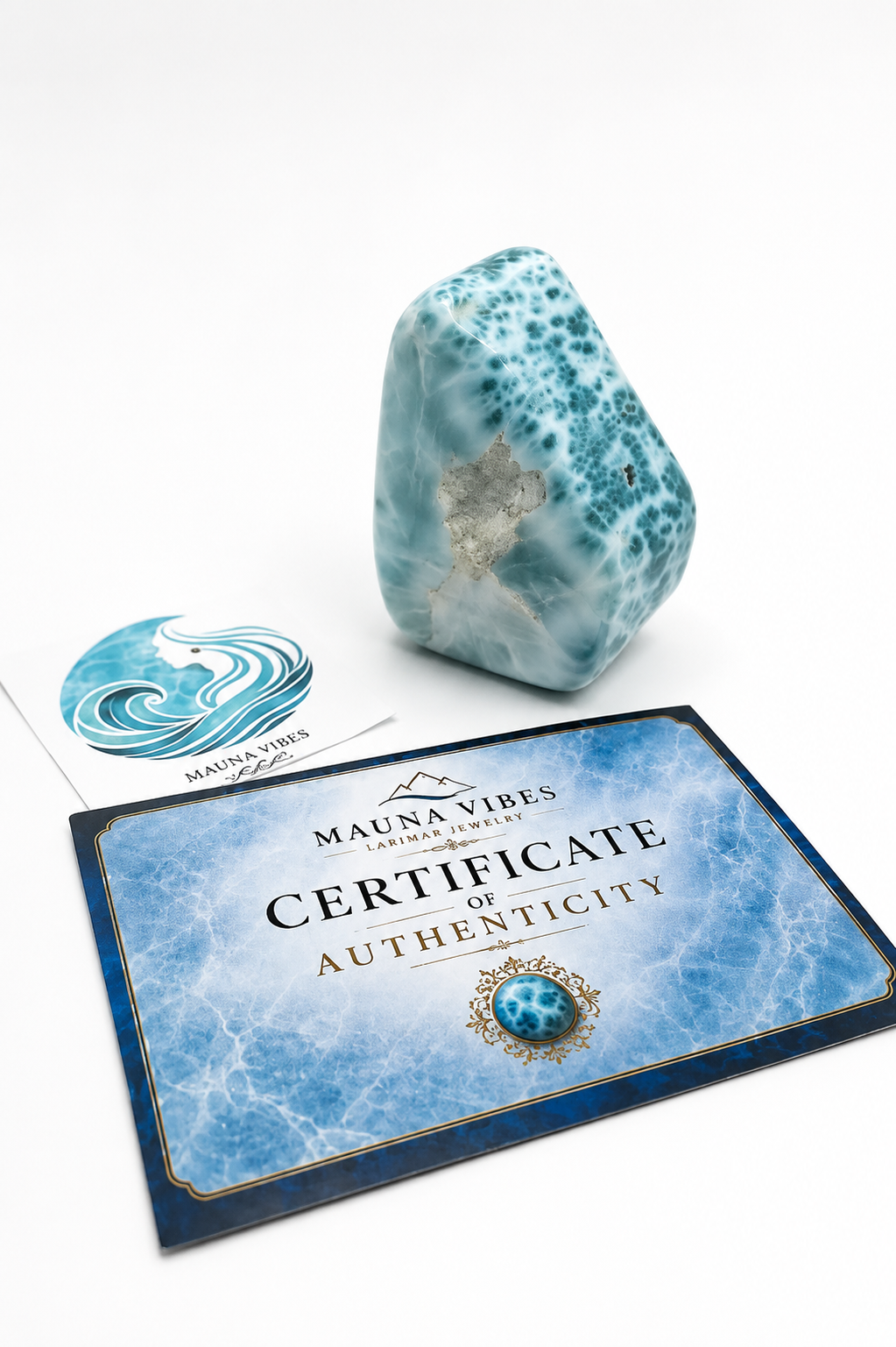 Larimar Stone Slab - 218g Dominican Larimar Specimen | Rare Blue Ocean Pattern | Collector Crystal | Home Décor