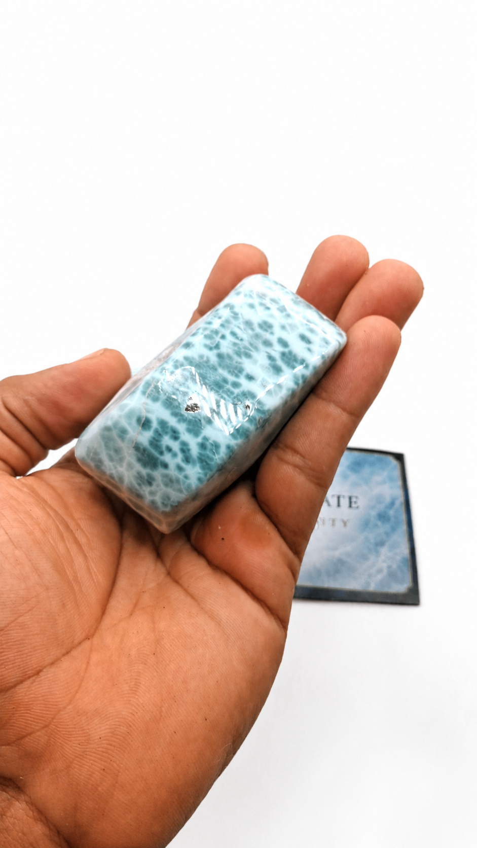 Larimar Stone Slab - 218g Dominican Larimar Specimen | Rare Blue Ocean Pattern | Collector Crystal | Home Décor