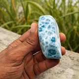 AAA Larimar Freeform Stone – 181g | Ocean Blue Webbing | Natural Dominican Larimar Specimen | Collector Crystal | One of a Kind