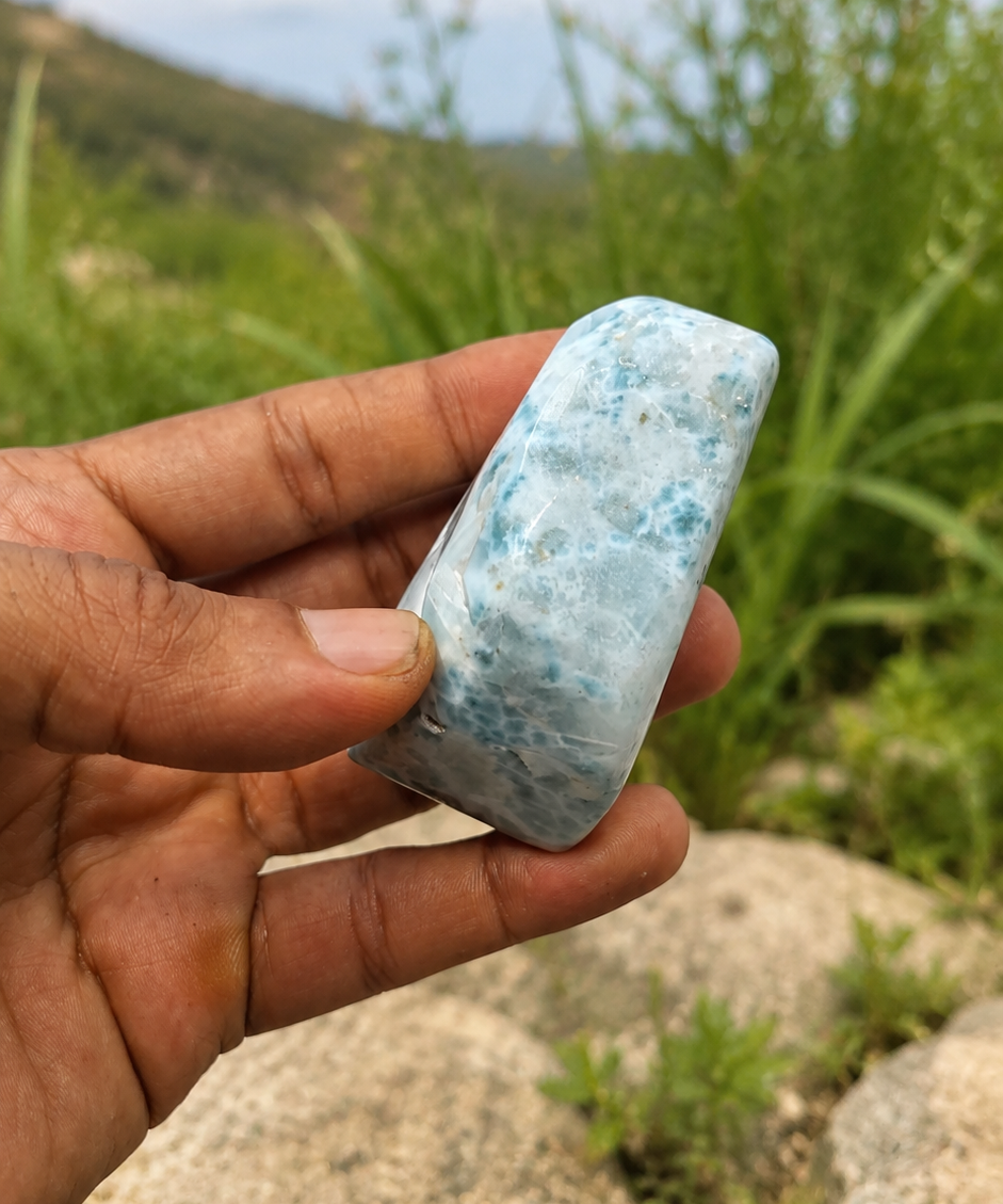 AAA Larimar Freeform Stone – 181g | Ocean Blue Webbing | Natural Dominican Larimar Specimen | Collector Crystal | One of a Kind