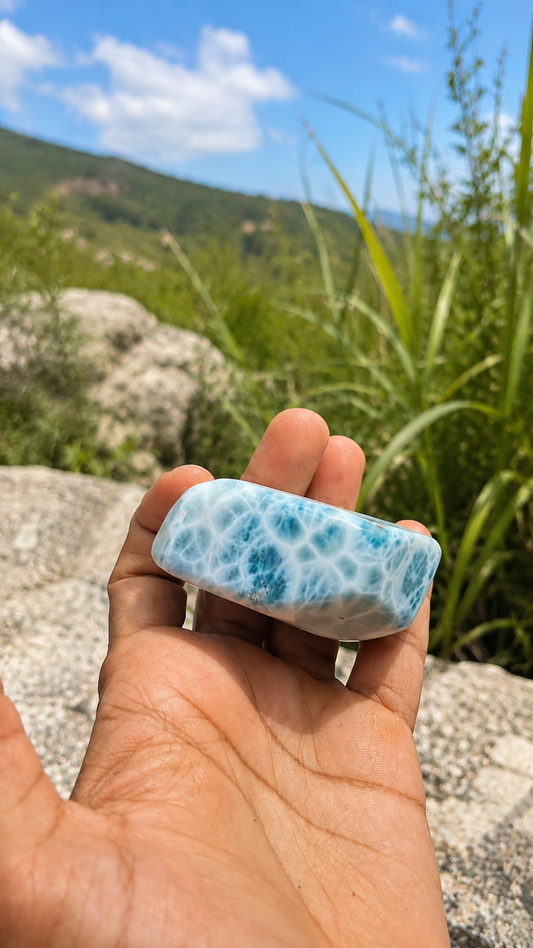 AAA Larimar Freeform Stone – 181g | Ocean Blue Webbing | Natural Dominican Larimar Specimen | Collector Crystal | One of a Kind