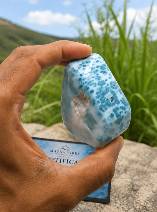 Larimar Stone Slab - 218g Dominican Larimar Specimen | Rare Blue Ocean Pattern | Collector Crystal | Home Décor
