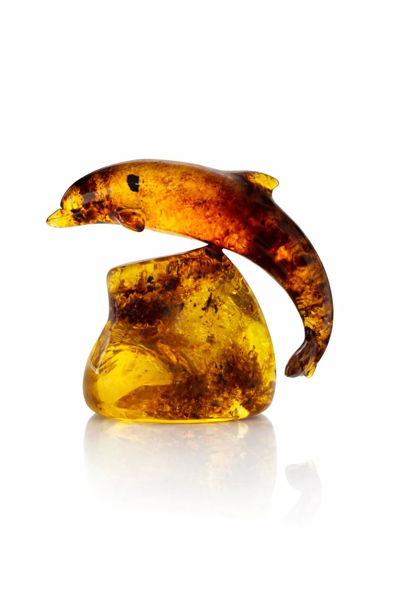 Dominican Amber Dolphin Figurine