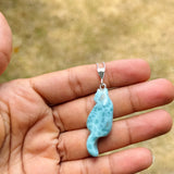 Larimar Cat Pendant Necklace, 925 Sterling Silver