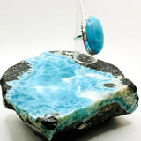Larimar Adjustable Ring – Large Oval Dominican Blue Gemstone, 925 Sterling Silver