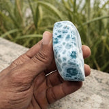 One of a kind Dominican Larimar freeform specimen, additional view, for collectors, Mauna Vibes