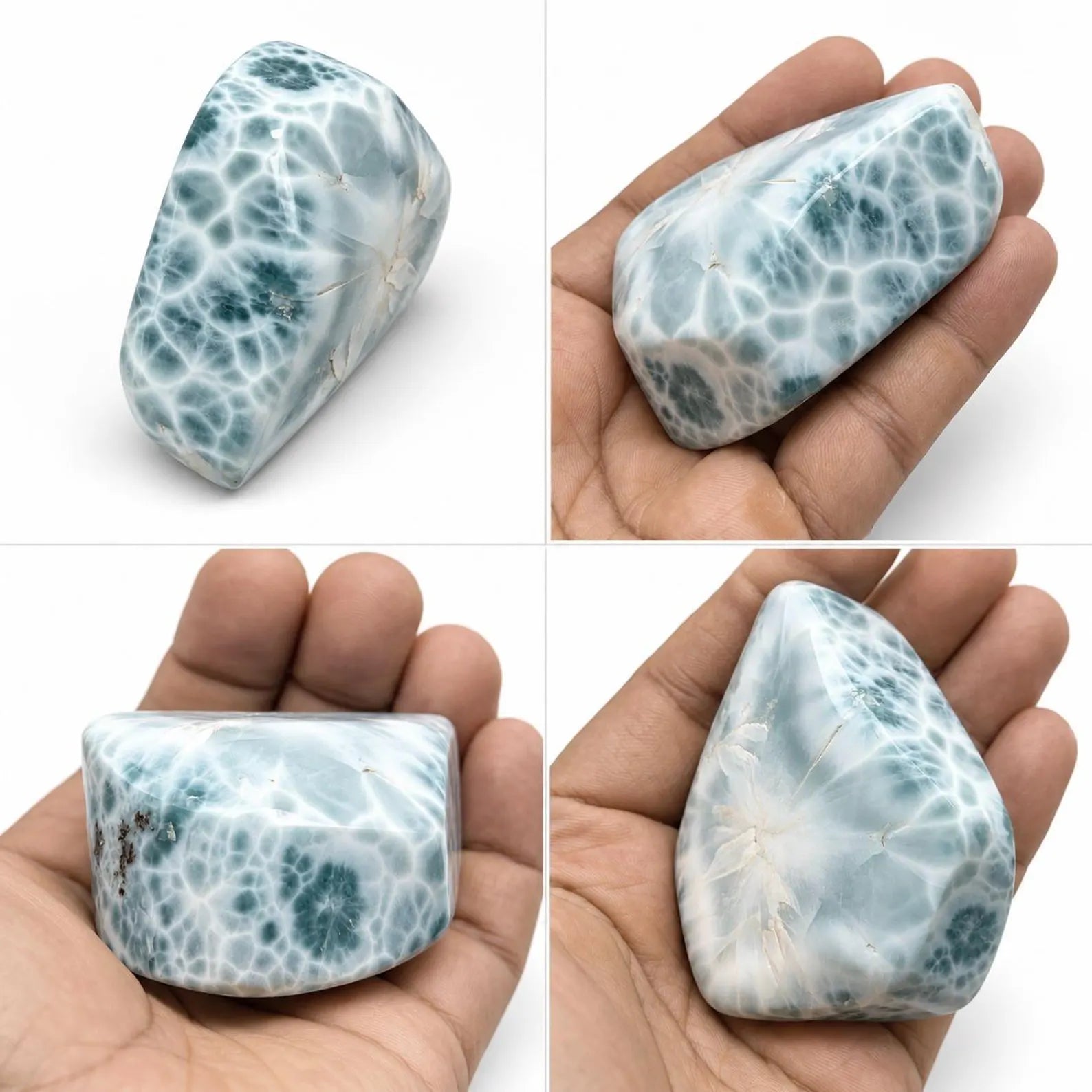 One of a kind Dominican Larimar freeform specimen, additional view, for collectors, Mauna Vibes