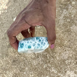 One of a kind Dominican Larimar freeform specimen, additional view, for collectors, Mauna Vibes