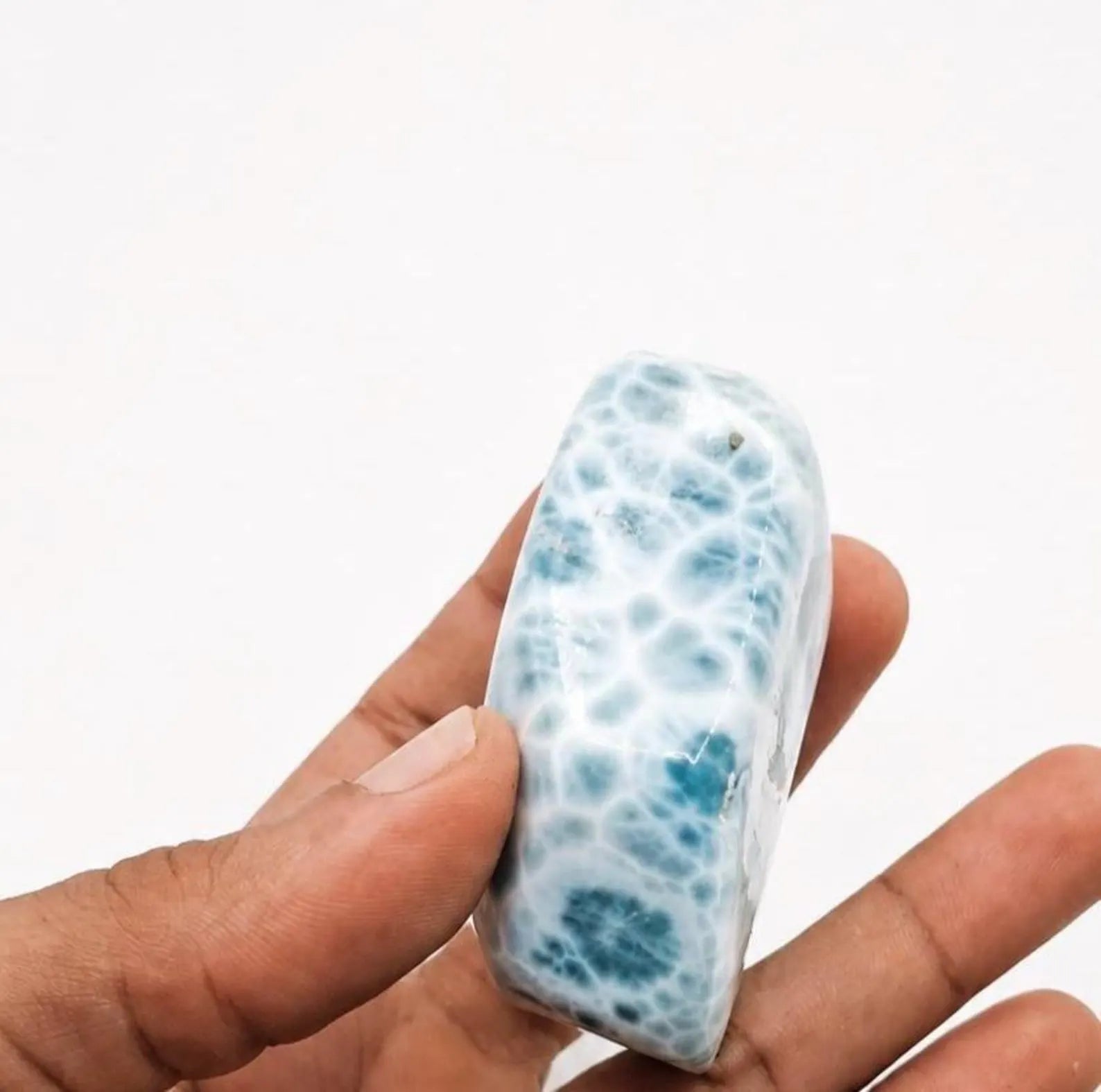 One of a kind Dominican Larimar freeform specimen, additional view, for collectors, Mauna Vibes