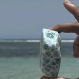 One of a kind Dominican Larimar freeform specimen, additional view, for collectors, Mauna Vibes