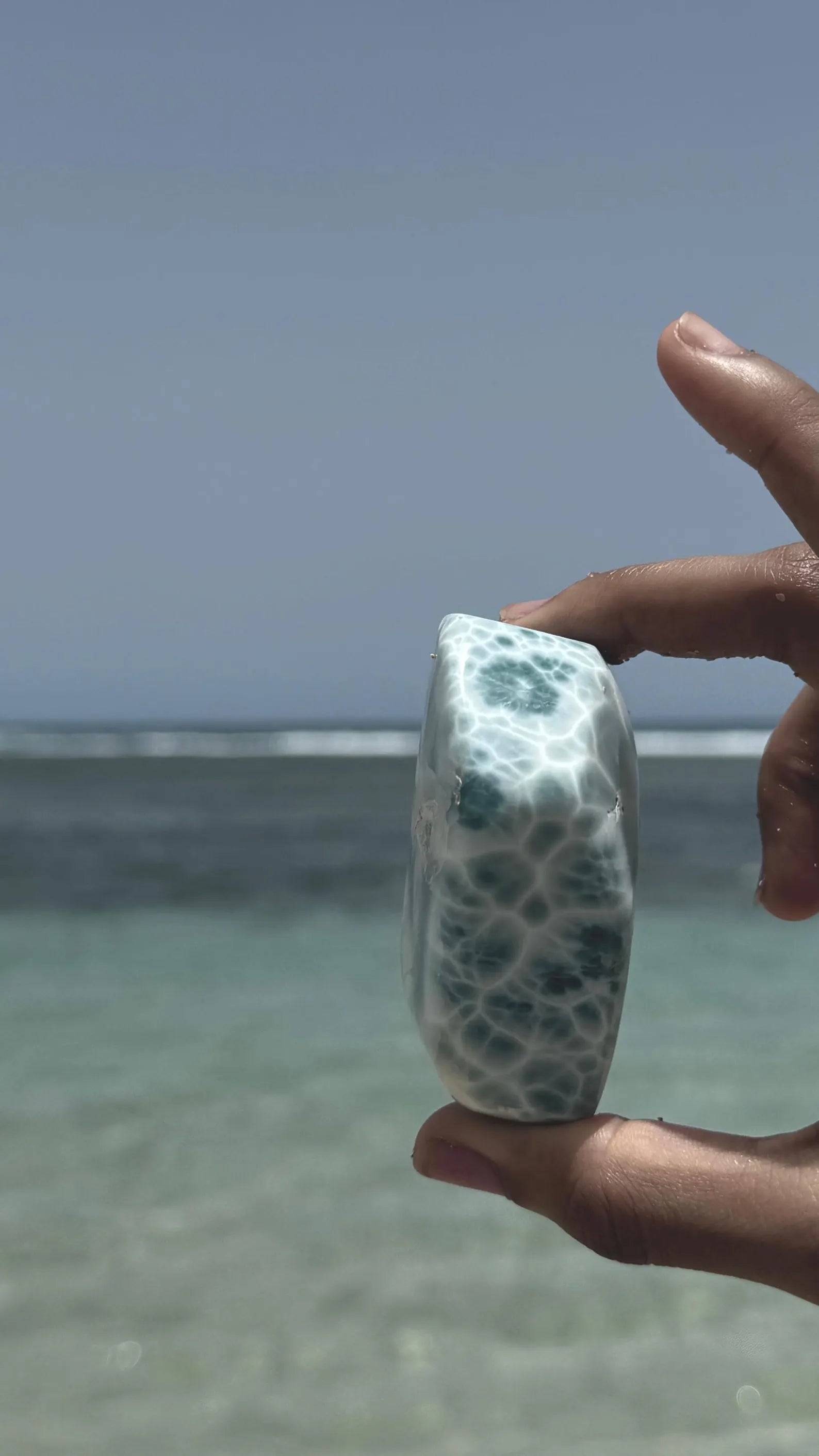 One of a kind Dominican Larimar freeform specimen, additional view, for collectors, Mauna Vibes