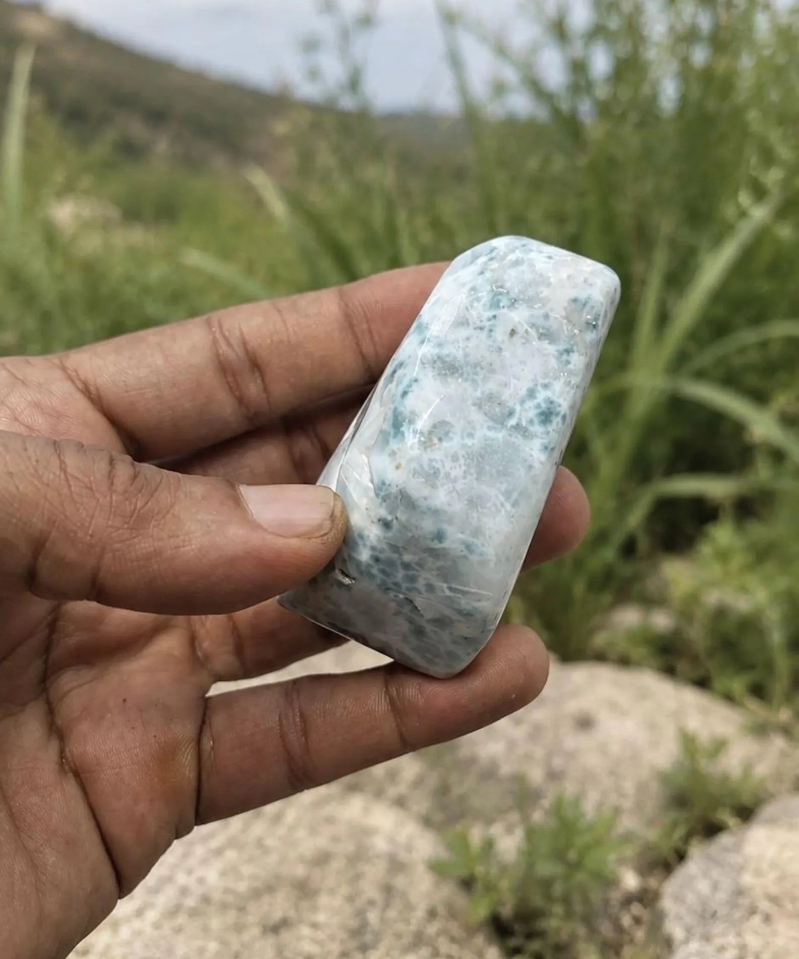 AAA Larimar Freeform Stone – 181g | Ocean Blue Webbing | Natural Dominican Larimar Specimen | Collector Crystal | One of a Kind