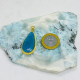Collector grade Dominican Larimar pendant in gold, additional view, for everyday wear, Mauna Vibes