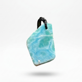 AAA Larimar Slab Necklace, Dominican Blue Crystal, Adjustable Black Cord for men & women