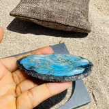 Larimar Stone Slab Specimen – Dominican Blue Crystal, Rare Stone Home Decor Collectors Piece