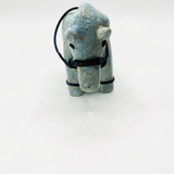 Larimar Donkey Carving – 743g Dominican Blue Stone Sculpture | One of a Kind Collector Piece