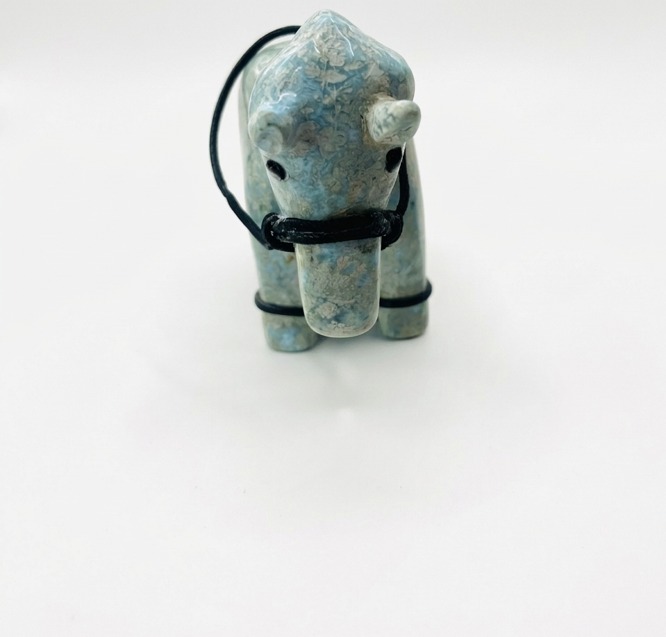 Larimar Donkey Carving – 743g Dominican Blue Stone Sculpture | One of a Kind Collector Piece