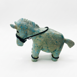 Larimar Donkey Carving – 743g Dominican Blue Stone Sculpture | One of a Kind Collector Piece