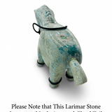 Larimar Donkey Carving – 743g Dominican Blue Stone Sculpture | One of a Kind Collector Piece