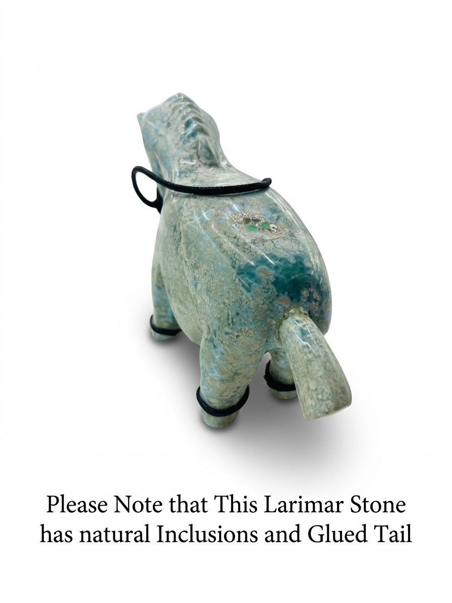 Larimar Donkey Carving – 743g Dominican Blue Stone Sculpture | One of a Kind Collector Piece