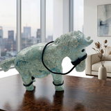 Larimar Donkey Carving – 743g Dominican Blue Stone Sculpture | One of a Kind Collector Piece