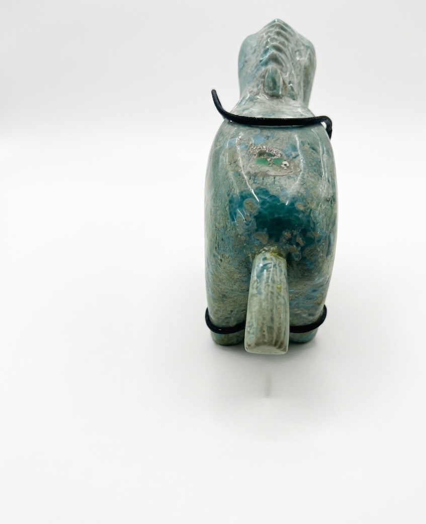 Larimar Donkey Carving – 743g Dominican Blue Stone Sculpture | One of a Kind Collector Piece