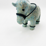 Larimar Donkey Carving – 743g Dominican Blue Stone Sculpture | One of a Kind Collector Piece