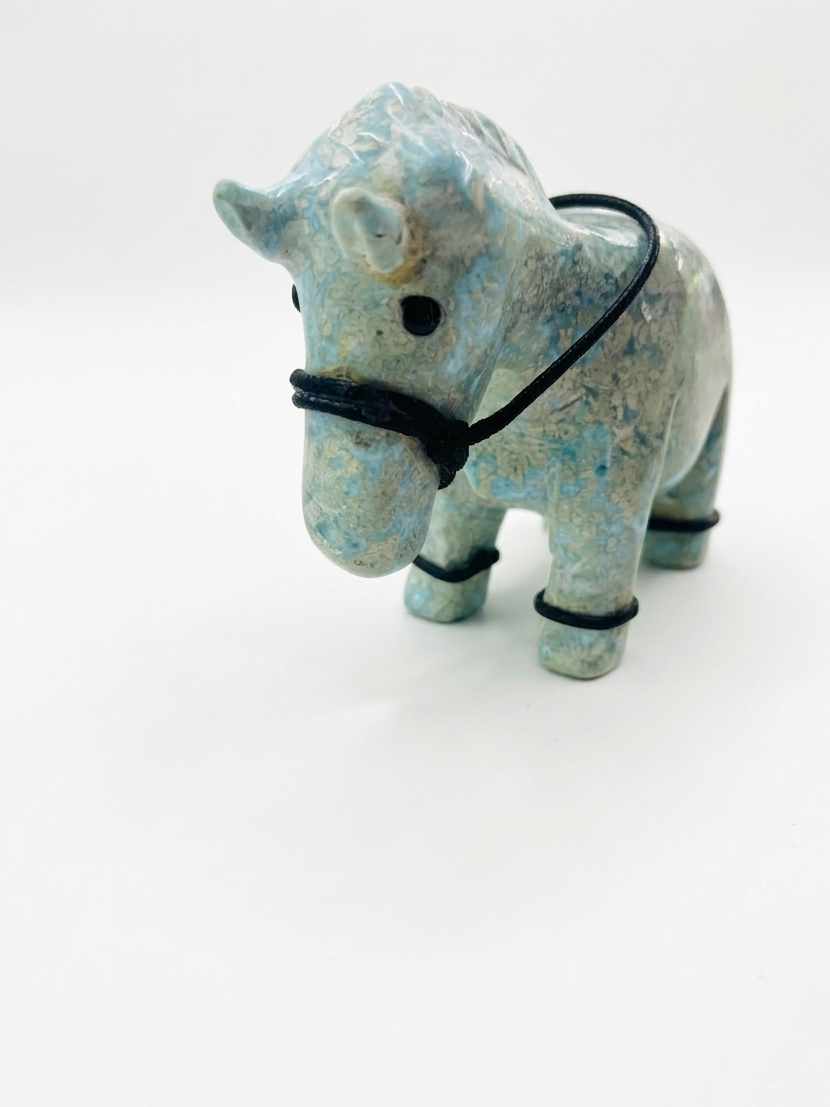 Larimar Donkey Carving – 743g Dominican Blue Stone Sculpture | One of a Kind Collector Piece