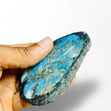 Larimar Stone Slab Specimen – Dominican Blue Crystal, Rare Stone Home Decor Collectors Piece