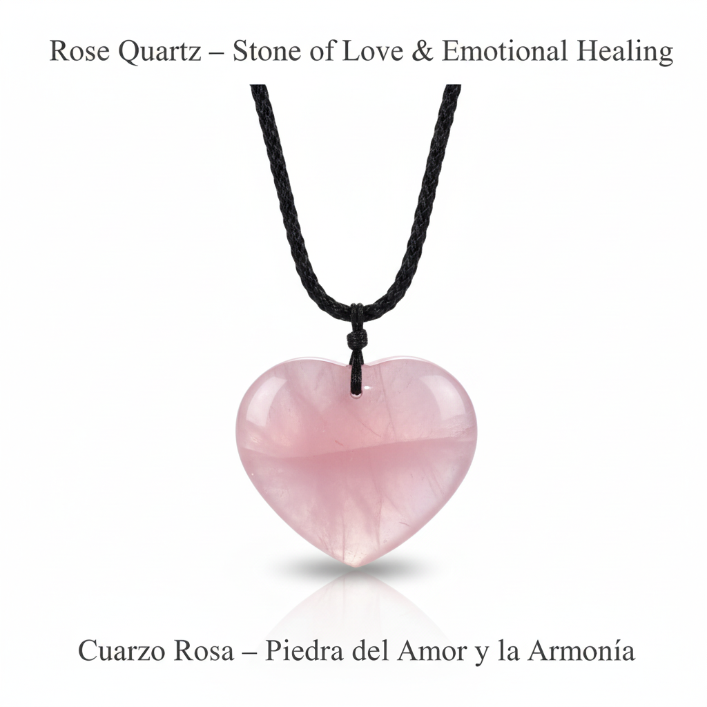 Natural Rose Quartz Heart Pendant Adjustable Necklace for Men & Women
