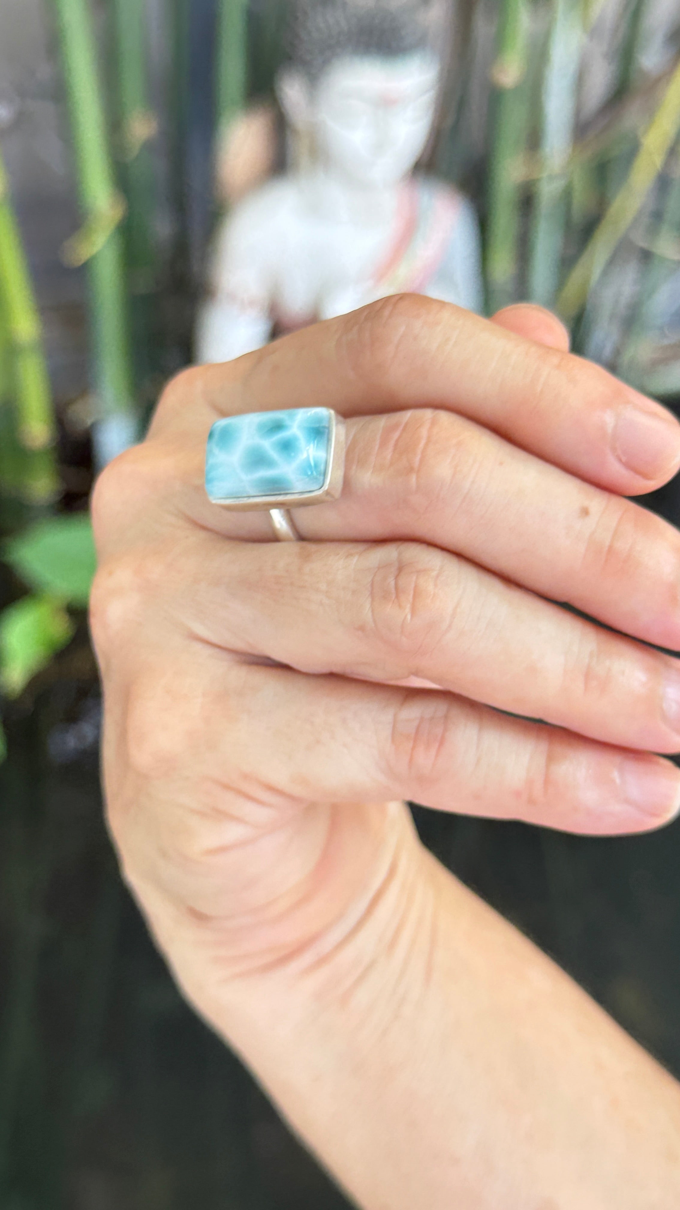 A silver larimar ring 