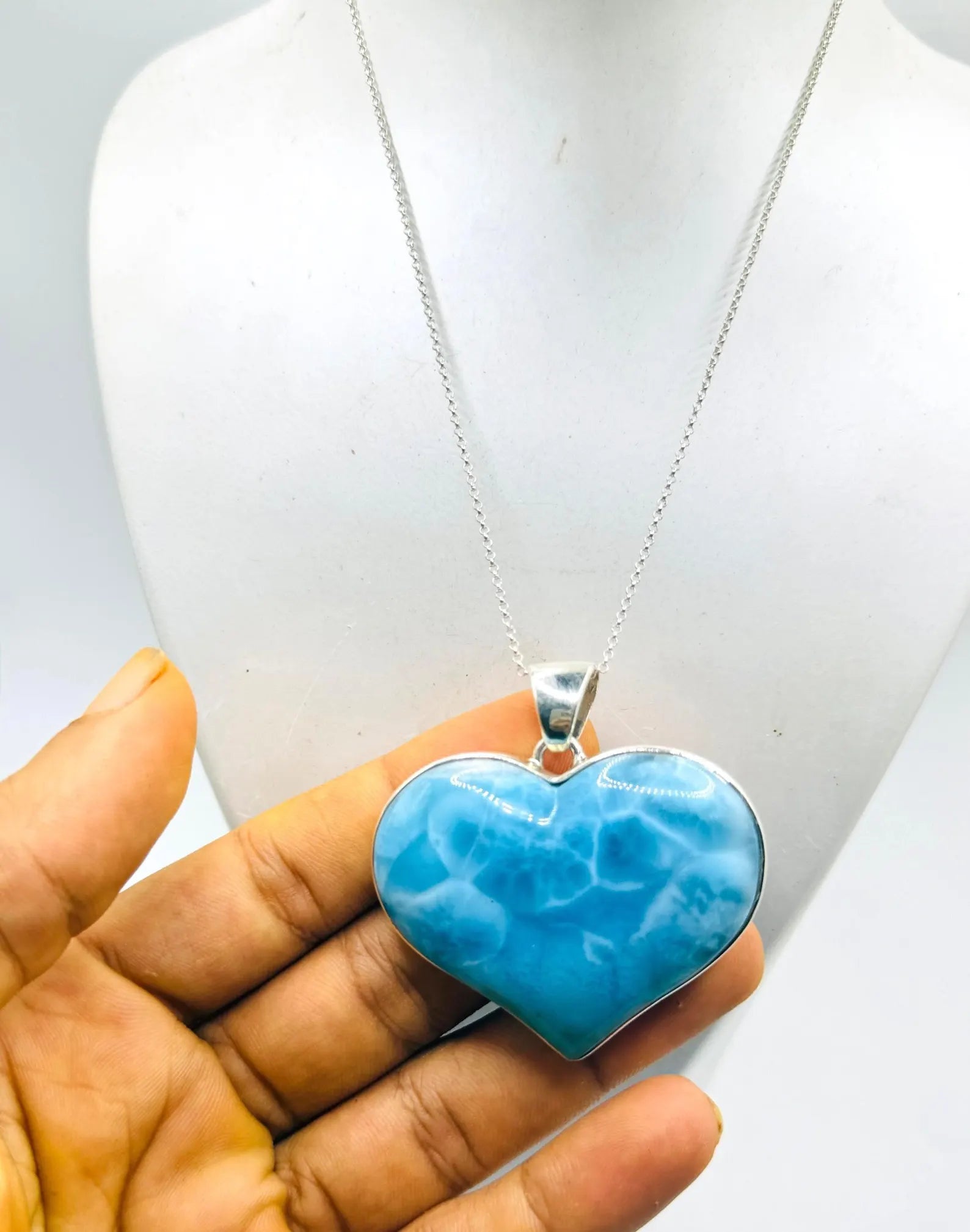 High Grade Larimar Heart Pendant
