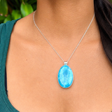 Larimar Pendant, Intense Blue Grade, 925 Sterling Silver Jewelry