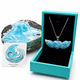 Larimar Angel Heart Wing Pendant In 925 Sterling Silver