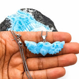 Larimar Angel Heart Wing Pendant In 925 Sterling Silver