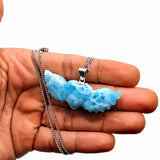 Larimar Angel Heart Wing Pendant In 925 Sterling Silver