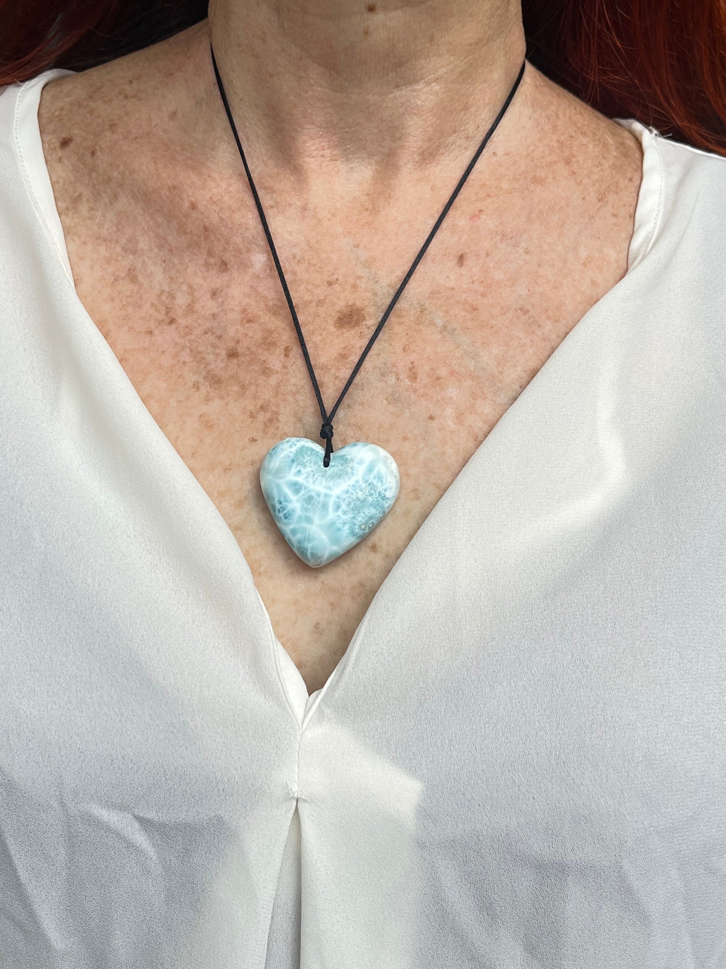 Larimar Heart Necklace for Women – Crystal Heart Gift
