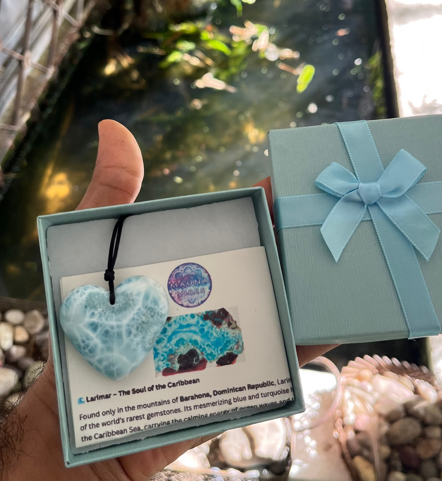 Larimar Heart Necklace for Women – Crystal Heart Gift