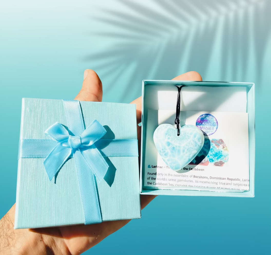 Larimar Heart Necklace for Women – Crystal Heart Gift