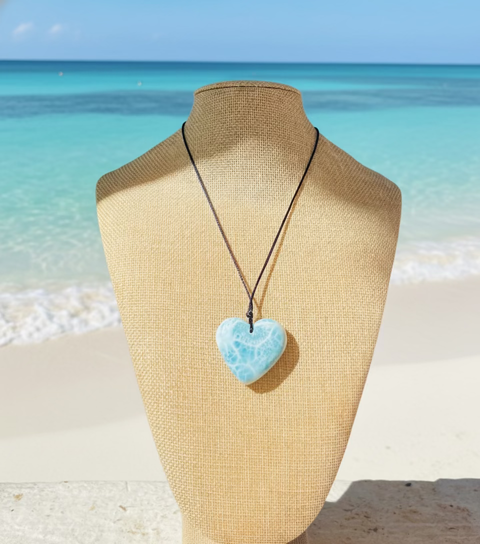 Larimar Heart Necklace for Women – Crystal Heart Gift