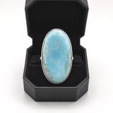 Larimar Statement Ring – Large Oval 925 Sterling Silver Jewelry