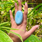 Larimar Statement Ring – Large Oval 925 Sterling Silver Jewelry
