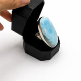 Larimar Statement Ring – Large Oval 925 Sterling Silver Jewelry