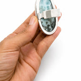 Larimar Statement Ring – Large Oval 925 Sterling Silver Jewelry