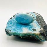 Larimar Statement Ring – Large Oval 925 Sterling Silver Jewelry