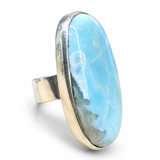 Larimar Statement Ring – Large Oval 925 Sterling Silver Jewelry